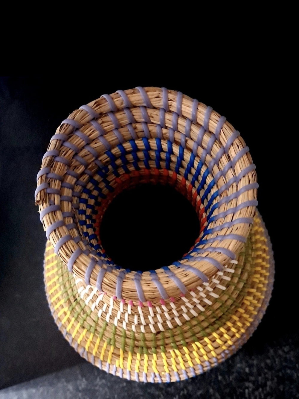 Rattan Multicolor Decorative Basket/ Vase. - Picture 3 of 4